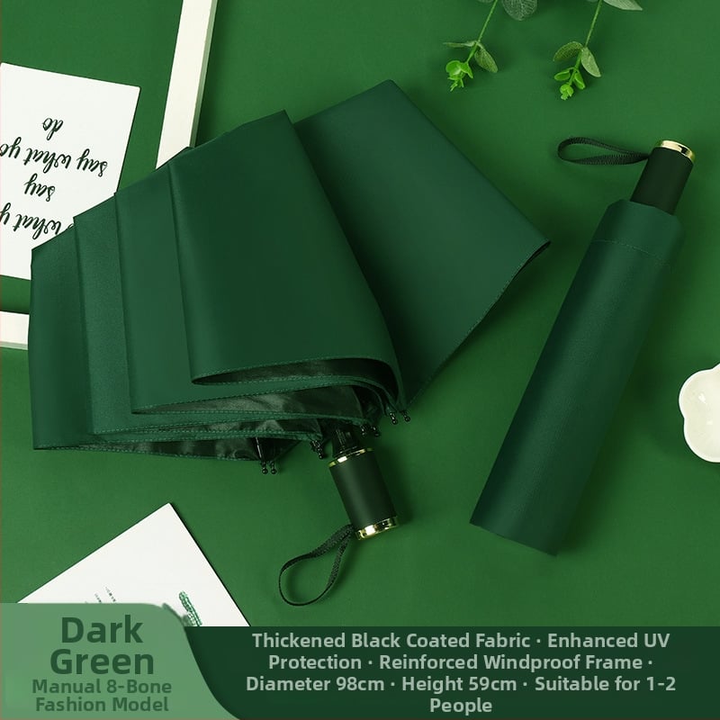 Διαφημιστική αναδιπλούμενη ομπρέλα για ήλιο και βροχή, 8 ράβδες, ύφασμα πολυεστερής 190T, χειροκίνητο άνοιγμα, βάρος 350 g, εκτύπωση λογότυπου με δυνατότητα παραμετροποίησης