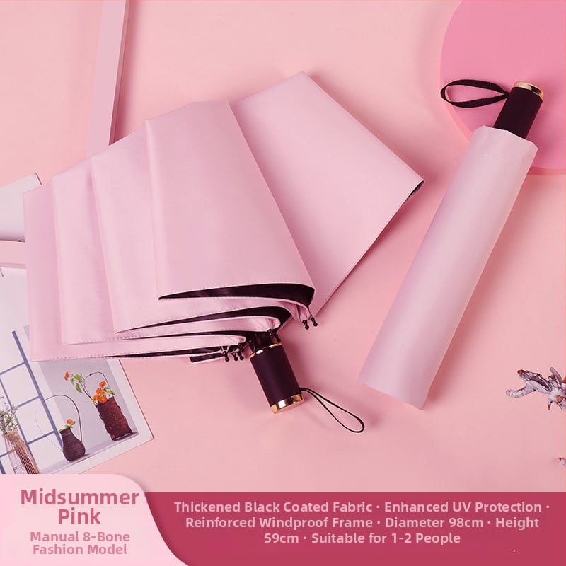 Διαφημιστική αναδιπλούμενη ομπρέλα για ήλιο και βροχή, 8 ράβδες, ύφασμα πολυεστερής 190T, χειροκίνητο άνοιγμα, βάρος 350 g, εκτύπωση λογότυπου με δυνατότητα παραμετροποίησης