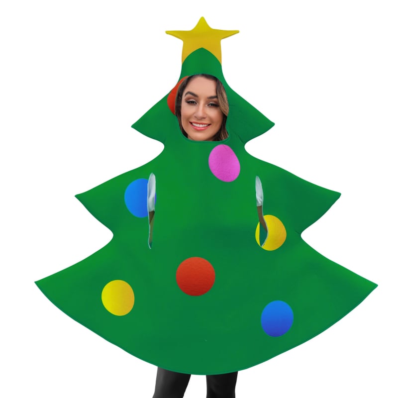 Unisex scenski kostim od poliestera s digitalnim otiskom božićnog drveta i snježnog čovjeka, jesen 2025, za uzrast 18–24.