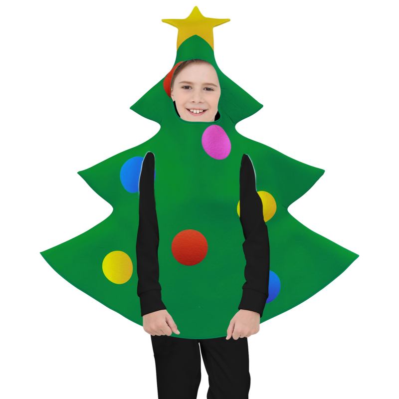 Unisex scenski kostim od poliestera s digitalnim otiskom božićnog drveta i snježnog čovjeka, jesen 2025, za uzrast 18–24.