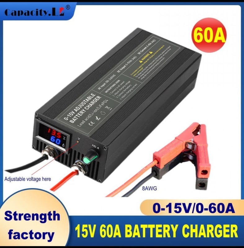 LiFePO4 punjač za baterije, podesivo napajanje i struja, ulaz 0-15V, izlaz 0-15V/60A, serija Fast Charger