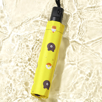 Umbrelă cu pliere inversă, ursuleț desen animat, cadru cu 6 arce, copertă poliester, UPF > 40, deschidere/închidere manuală