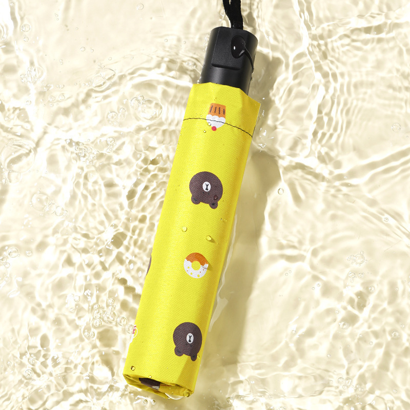 Umbrelă cu pliere inversă, ursuleț desen animat, cadru cu 6 arce, copertă poliester, UPF > 40, deschidere/închidere manuală