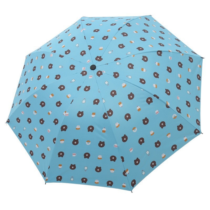 Umbrelă cu pliere inversă, ursuleț desen animat, cadru cu 6 arce, copertă poliester, UPF > 40, deschidere/închidere manuală