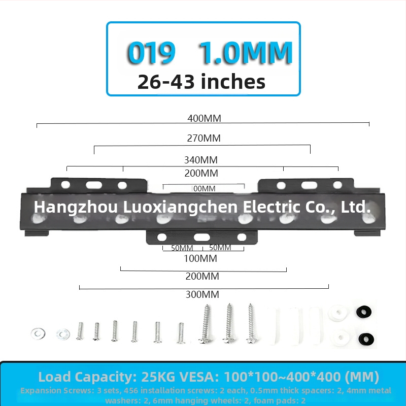 Univerzális falra szerelhető TV-tartó – Modell 019, vas konstrukció, 15 kg feletti teherbírás, szerelőkészlet mellékelve