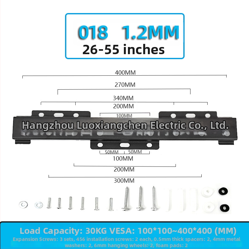 Univerzális falra szerelhető TV-tartó – Modell 019, vas konstrukció, 15 kg feletti teherbírás, szerelőkészlet mellékelve