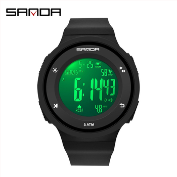 Sanda Elektronički sat s pedometrom i kalorijama, osvijetljen zaslon, vodootporan do 50 m, za outdoor sportove