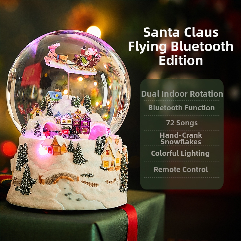 Točiaca sa snehová kryštálová guľa – Bluetooth hudobná skrinka so saténovým kvetom, osem melódií