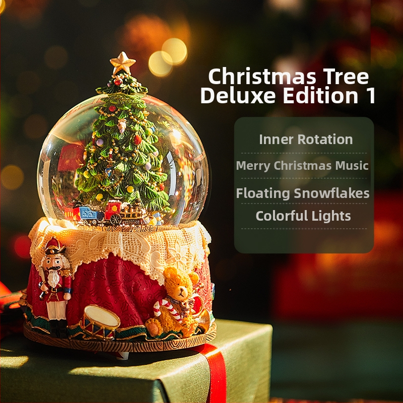 Točiaca sa snehová kryštálová guľa – Bluetooth hudobná skrinka so saténovým kvetom, osem melódií