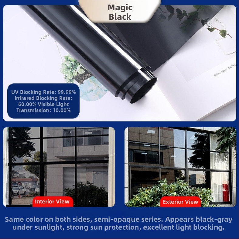 Termoizolacijski film za prozorsko staklo — debeo, samoljepljiv, PET materijal, jednobojni uzorak, moderan minimalistički stil