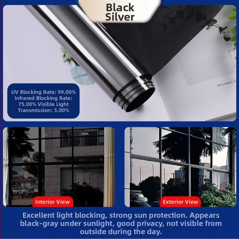 Termoizolacijski film za prozorsko staklo — debeo, samoljepljiv, PET materijal, jednobojni uzorak, moderan minimalistički stil