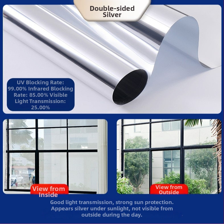 Termoizolacijski film za prozorsko staklo — debeo, samoljepljiv, PET materijal, jednobojni uzorak, moderan minimalistički stil