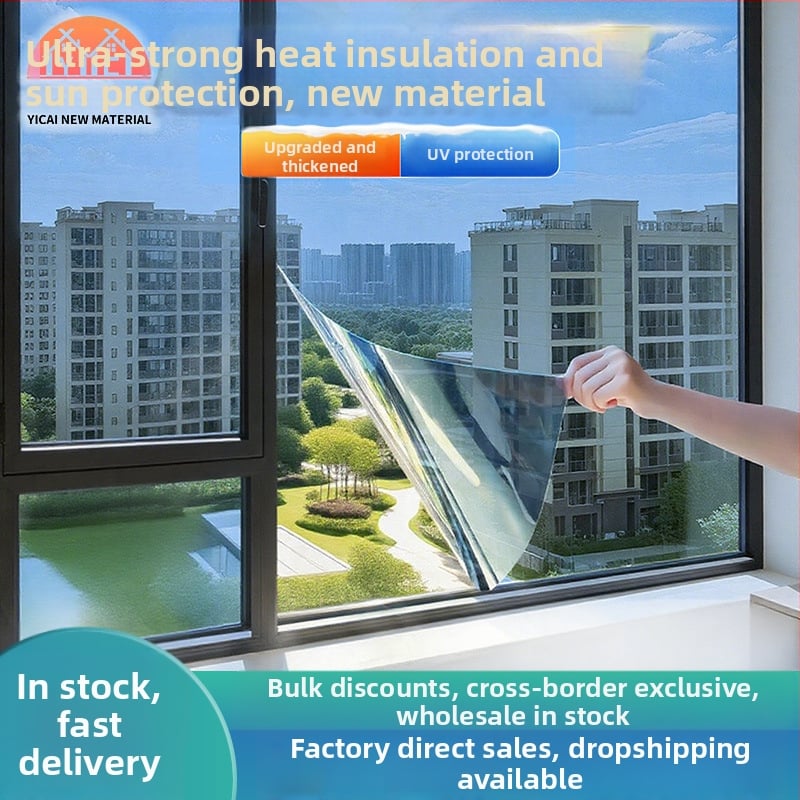 Termoizolacijski film za prozorsko staklo — debeo, samoljepljiv, PET materijal, jednobojni uzorak, moderan minimalistički stil