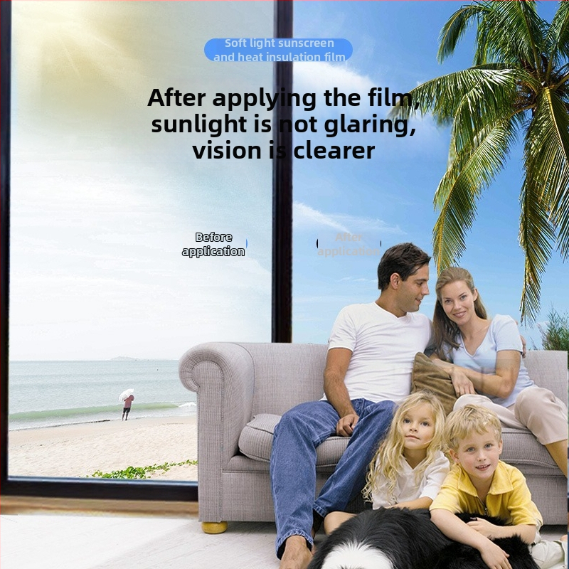 Termoizolacijski film za prozorsko staklo — debeo, samoljepljiv, PET materijal, jednobojni uzorak, moderan minimalistički stil