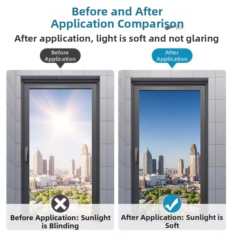 Termoizolacijski film za prozorsko staklo — debeo, samoljepljiv, PET materijal, jednobojni uzorak, moderan minimalistički stil