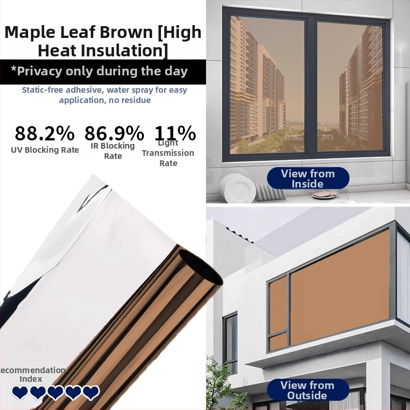 Termoizolacijski film za prozorsko staklo — debeo, samoljepljiv, PET materijal, jednobojni uzorak, moderan minimalistički stil