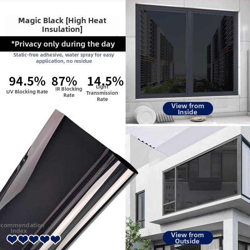 Termoizolacijski film za prozorsko staklo — debeo, samoljepljiv, PET materijal, jednobojni uzorak, moderan minimalistički stil