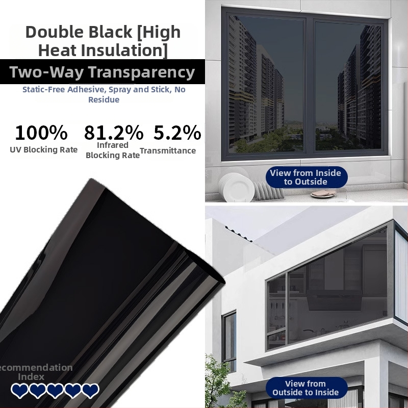 Termoizolacijski film za prozorsko staklo — debeo, samoljepljiv, PET materijal, jednobojni uzorak, moderan minimalistički stil