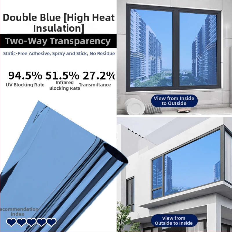 Termoizolacijski film za prozorsko staklo — debeo, samoljepljiv, PET materijal, jednobojni uzorak, moderan minimalistički stil