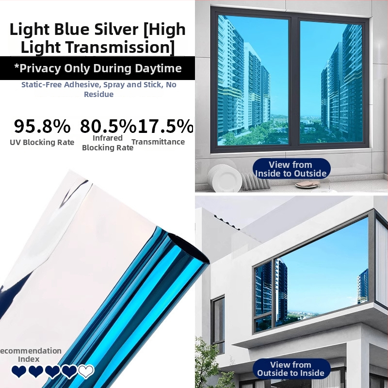 Termoizolacijski film za prozorsko staklo — debeo, samoljepljiv, PET materijal, jednobojni uzorak, moderan minimalistički stil