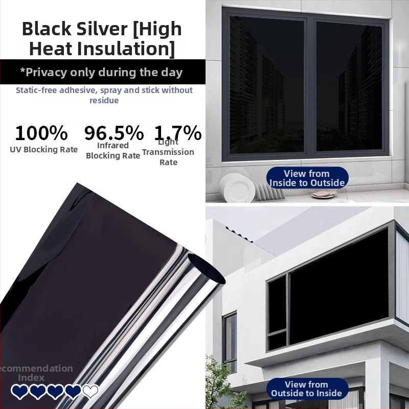 Termoizolacijski film za prozorsko staklo — debeo, samoljepljiv, PET materijal, jednobojni uzorak, moderan minimalistički stil