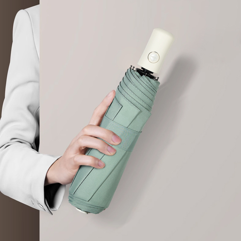 Unisex automatski sklopivi kišobran s 8 rebara, 190T tkanina, vlaknaste rebne, gumena ručka