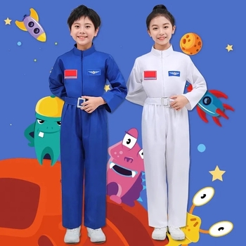Dječji kostim za performans s temom astronaut – neutralan kroj, poliester s mekanom obradom, zimska upotreba, za djecu 3–8 godina