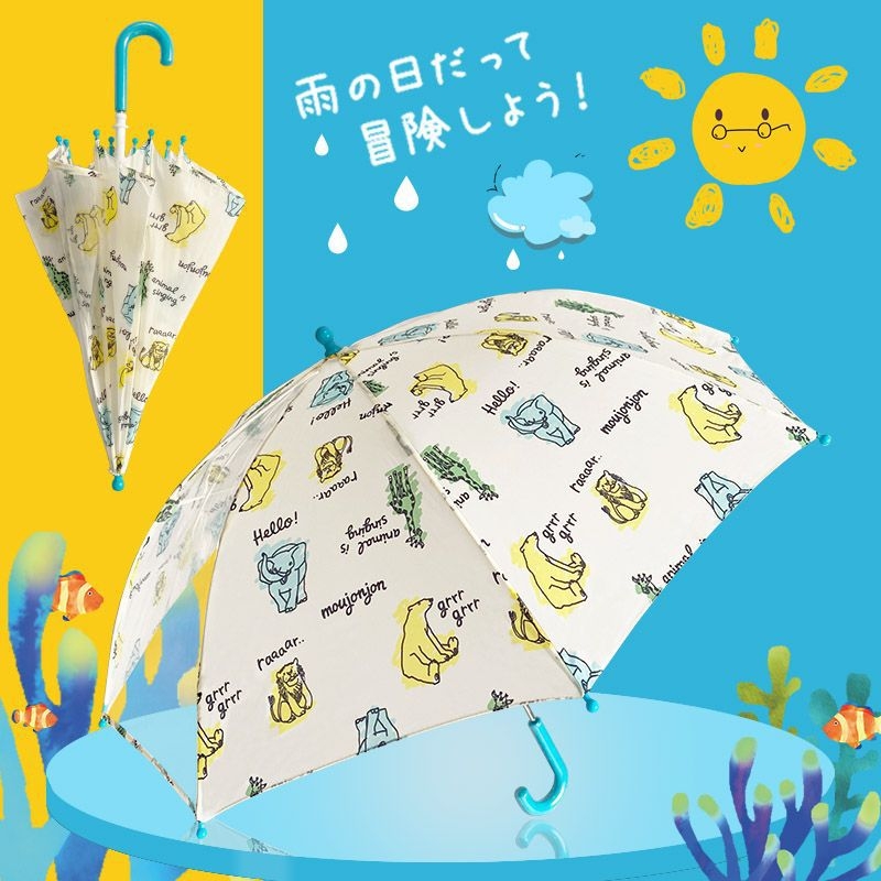 Umbrelă pentru copii Rain booboo, design desen animat japonez, mâner lung, deschidere manuală, 8 arce, țesătură poliester 190T, tijă din aliaj, mâner din cauciuc, logo imprimat