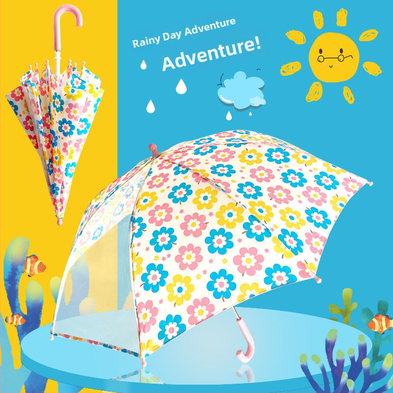 Umbrelă pentru copii Rain booboo, design desen animat japonez, mâner lung, deschidere manuală, 8 arce, țesătură poliester 190T, tijă din aliaj, mâner din cauciuc, logo imprimat