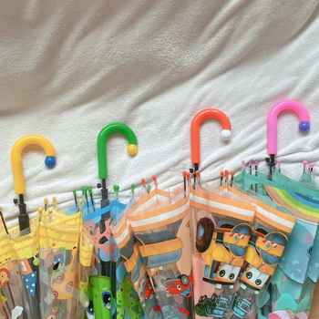 Παιδική ομπρέλα με σχέδιο κινούμένων σχεδίων και διαφανή θόλο, μακριά λαβή, 8 βέργες, αυτόματη λειτουργία ανοίγματος, εκτύπωση λογότυπου