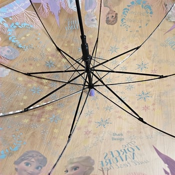 Παιδική ομπρέλα με σχέδιο κινούμένων σχεδίων και διαφανή θόλο, μακριά λαβή, 8 βέργες, αυτόματη λειτουργία ανοίγματος, εκτύπωση λογότυπου