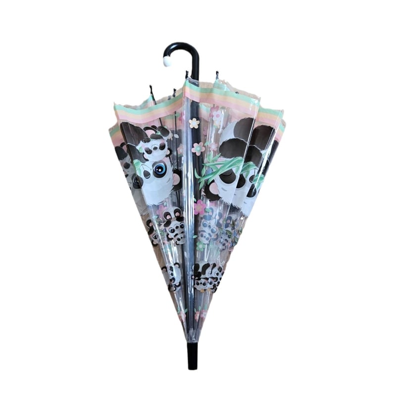 Παιδική ομπρέλα με σχέδιο κινούμένων σχεδίων και διαφανή θόλο, μακριά λαβή, 8 βέργες, αυτόματη λειτουργία ανοίγματος, εκτύπωση λογότυπου