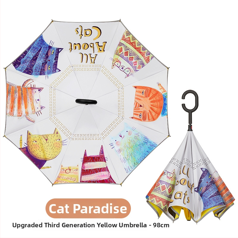 Detký dáždnik s dlhým držadlom a kresleným motívom, 8 lúčov, polyester 210T, oceľový stĺp, plastové rukoväť, ručné otvorenie zatvorenie