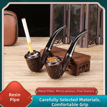 FOGSON Pipă din rășină, portabilă, dual-use, design clasic curbat, detașabilă și lavabilă