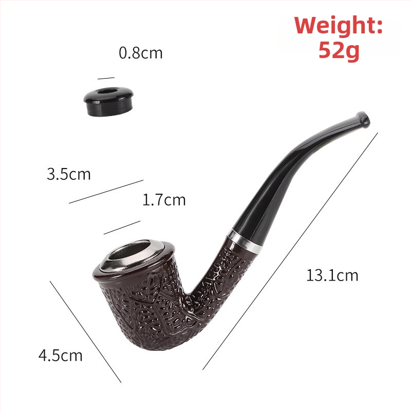 FOGSON Pipă din rășină, portabilă, dual-use, design clasic curbat, detașabilă și lavabilă