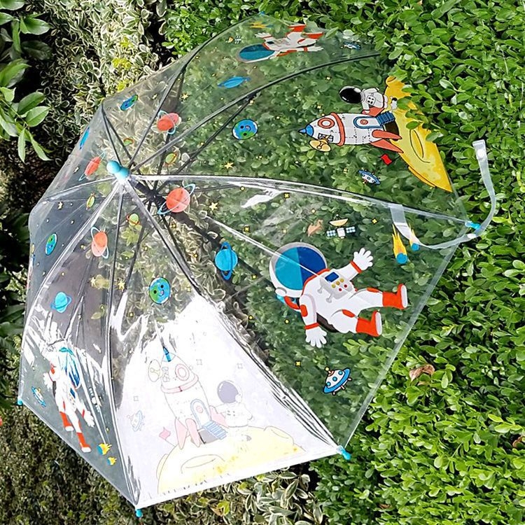 Dječji prozirni kišobran s dugom drškom, automatsko otvaranje, osovina od legure, 8 rebara