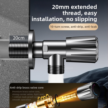 Valvă unghiulară din cupru, cu trei căi, montaj în perete, model 8670, presiune de lucru 0.1–0.9 MPa