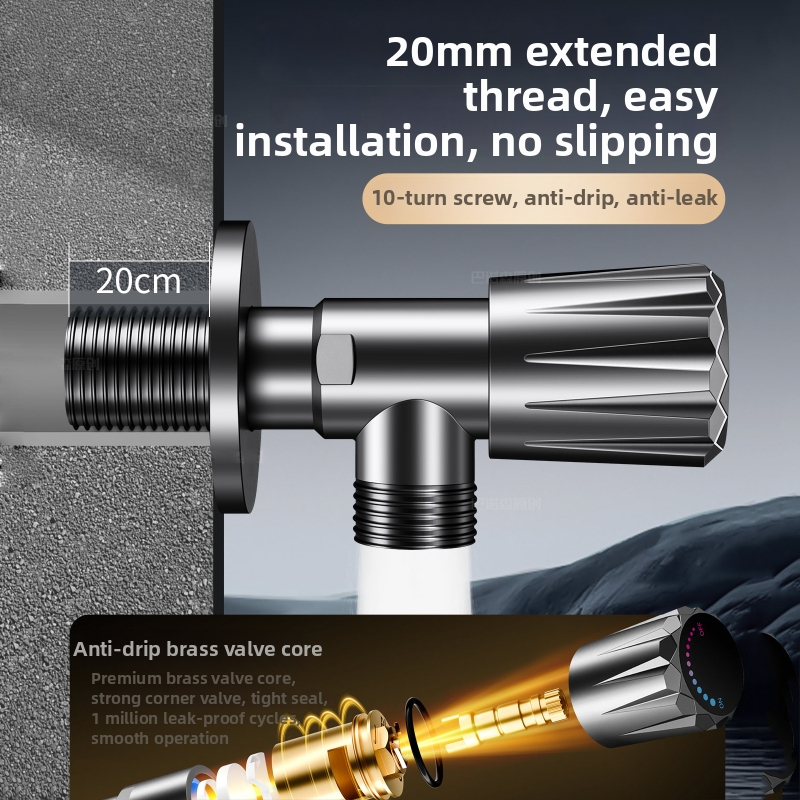 Valvă unghiulară din cupru, cu trei căi, montaj în perete, model 8670, presiune de lucru 0.1–0.9 MPa