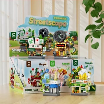 Építő blokkok készlet 7–14 éveseknek; LEGO-kompatibilis utca-szcenárió mikroblokkok; ABS műanyag; 200–400 darab; 0,2 kg