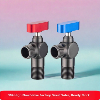 304 nerezová oceľ uhlový guľový ventil so závitom, pre horúcu a studenú vodu, vysoký prietok, model Q