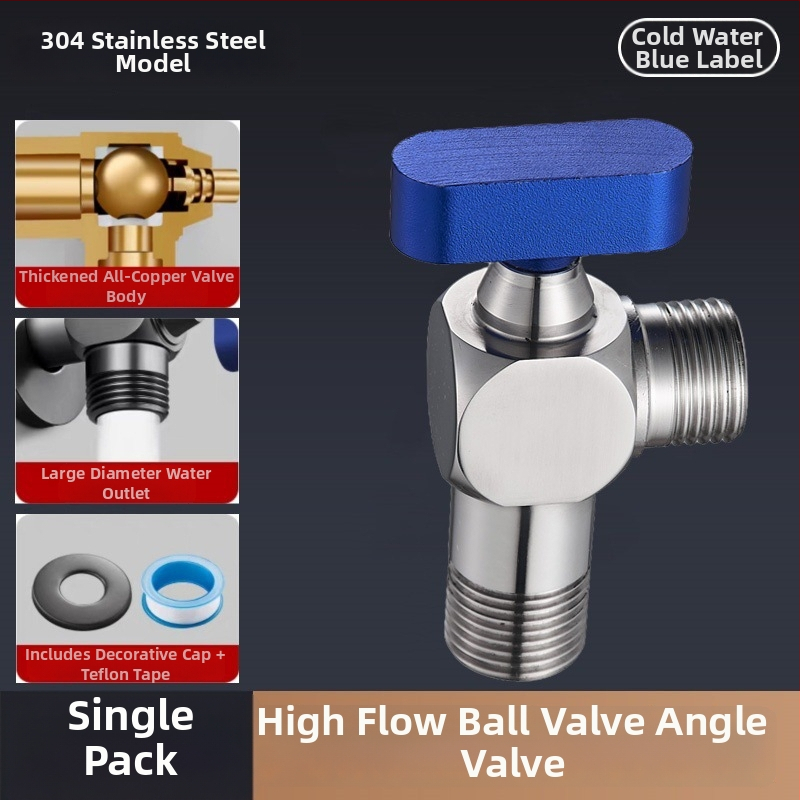 304 nerezová oceľ uhlový guľový ventil so závitom, pre horúcu a studenú vodu, vysoký prietok, model Q