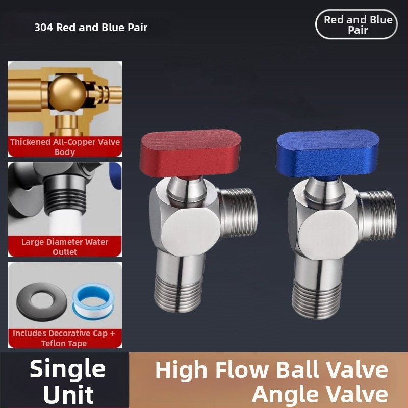 304 nerezová oceľ uhlový guľový ventil so závitom, pre horúcu a studenú vodu, vysoký prietok, model Q