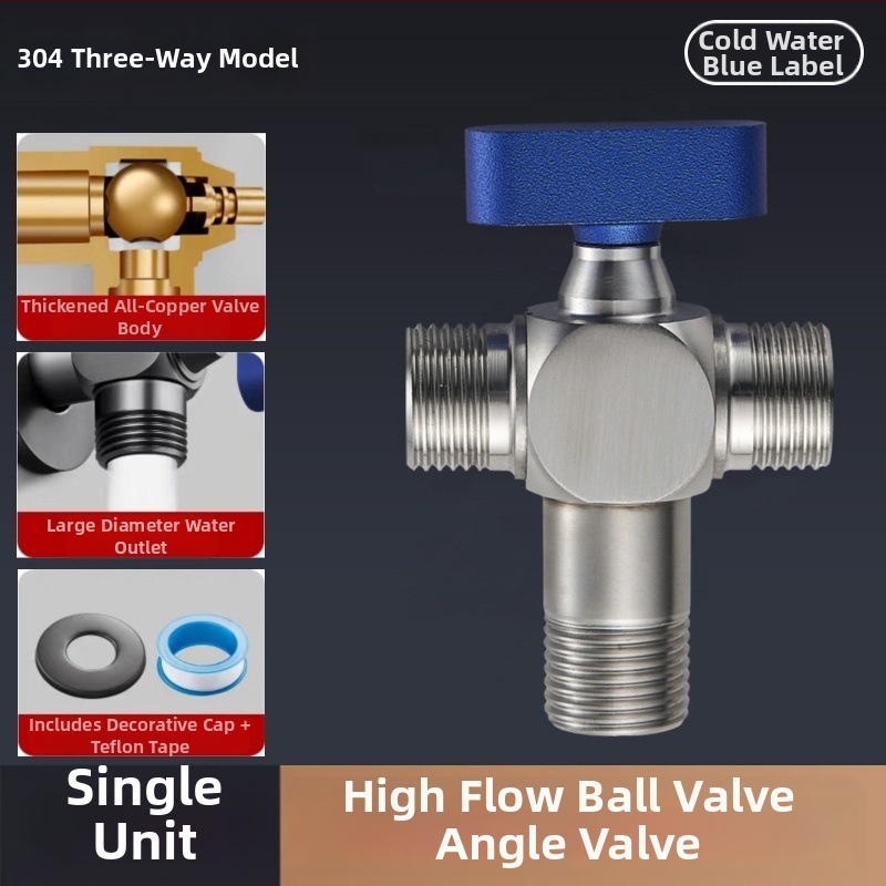 304 nerezová oceľ uhlový guľový ventil so závitom, pre horúcu a studenú vodu, vysoký prietok, model Q
