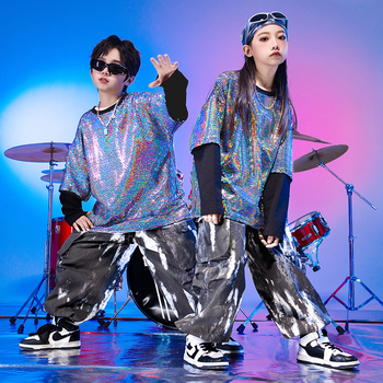 Dječje hip-hop scensko odijelo sa štrasom, 100% pamuk, unisex, za djecu iznad 8 godina, Zima 2023