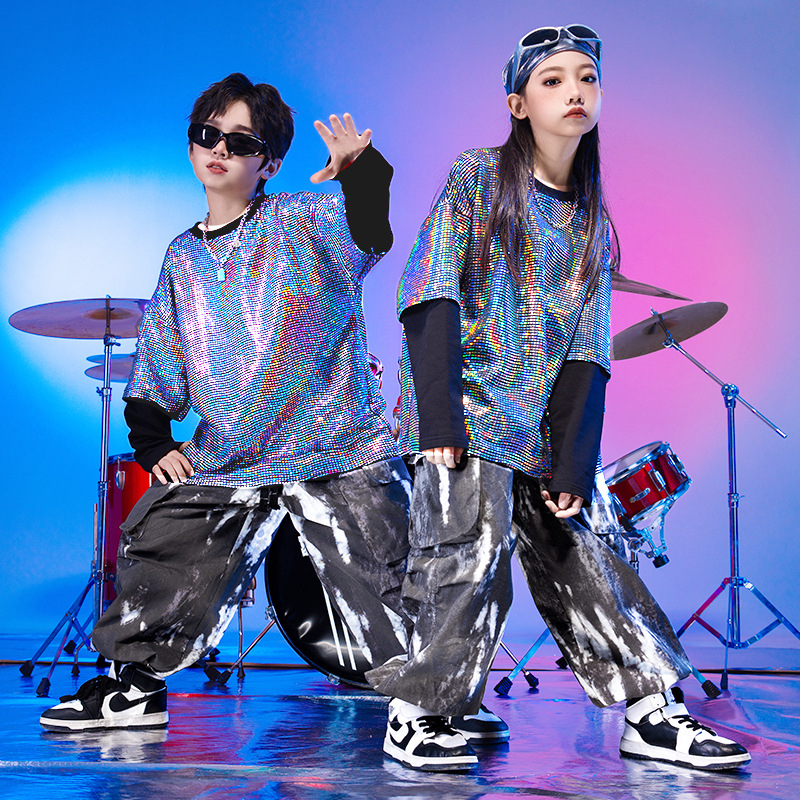 Dječje hip-hop scensko odijelo sa štrasom, 100% pamuk, unisex, za djecu iznad 8 godina, Zima 2023