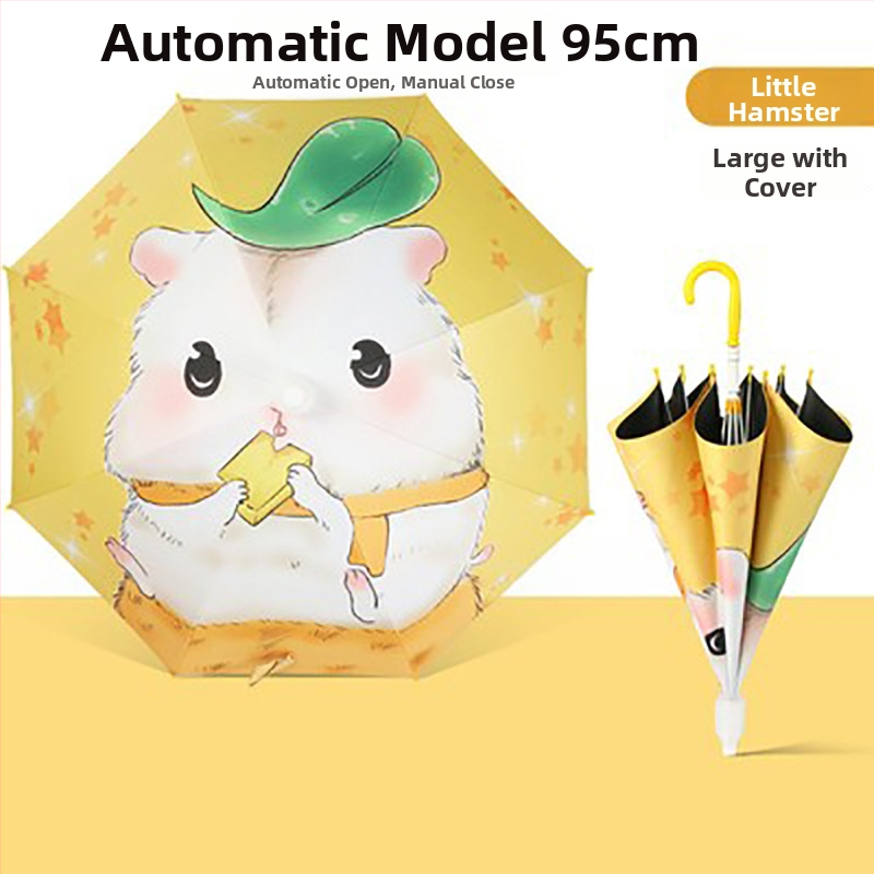 Detský dážďnik s dizajnom kresleného zajačika, rám s 8 ramenami, oceľová tyč, plastová rukoväť, tkanina 190T