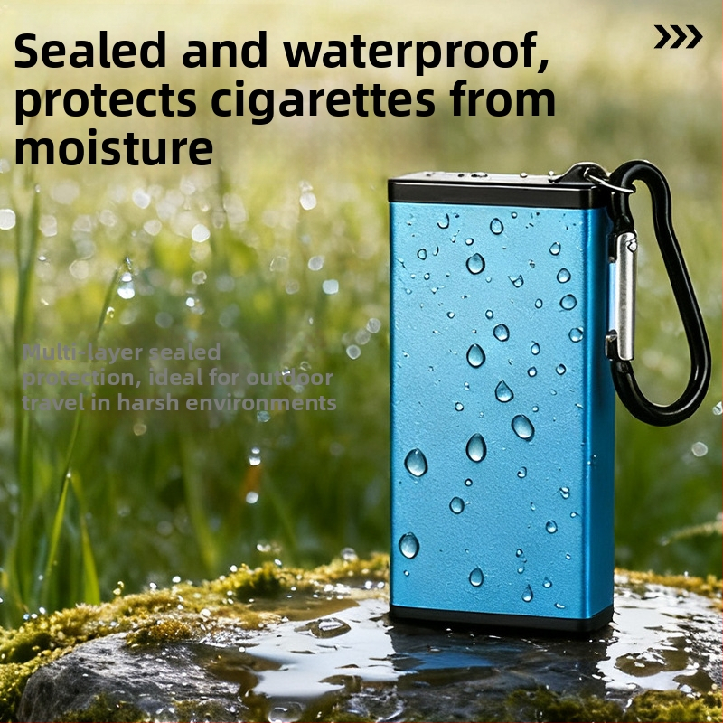 Casetă portabilă metalică pentru țigări cu cenușar, breloc, reutilizabilă, etanșă la apă și rezistentă la presiune