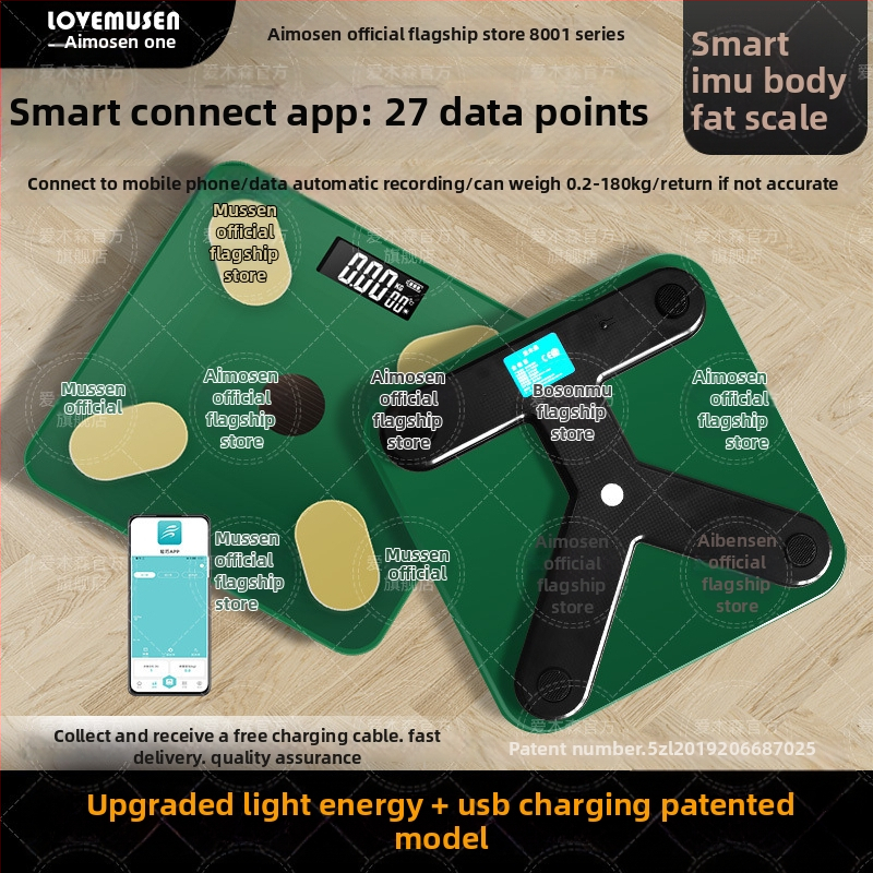 Cântar de greutate cu măsurare a grăsimii corporale - reîncărcabil, inteligent, pentru adulți