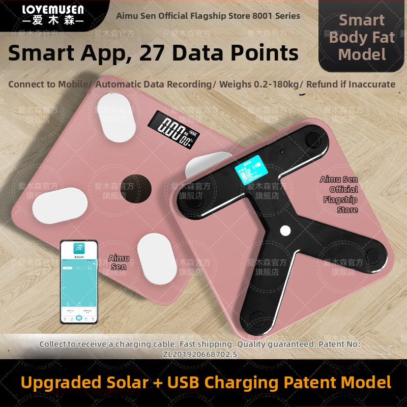 Cântar de greutate cu măsurare a grăsimii corporale - reîncărcabil, inteligent, pentru adulți
