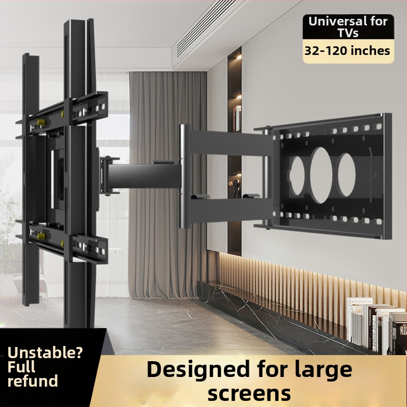 Stenový držiak na TV s otočením o 180° a teleskopickou ramenou, z plechovej ocele, vhodný pre ploché televízory, hmotnosť 12 kg